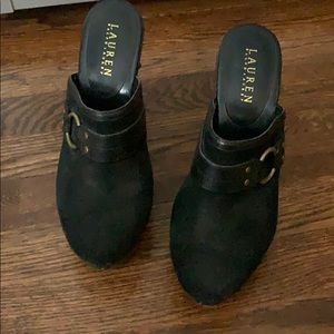 Lauren by Ralph Lauren Suede Heeled Clogs